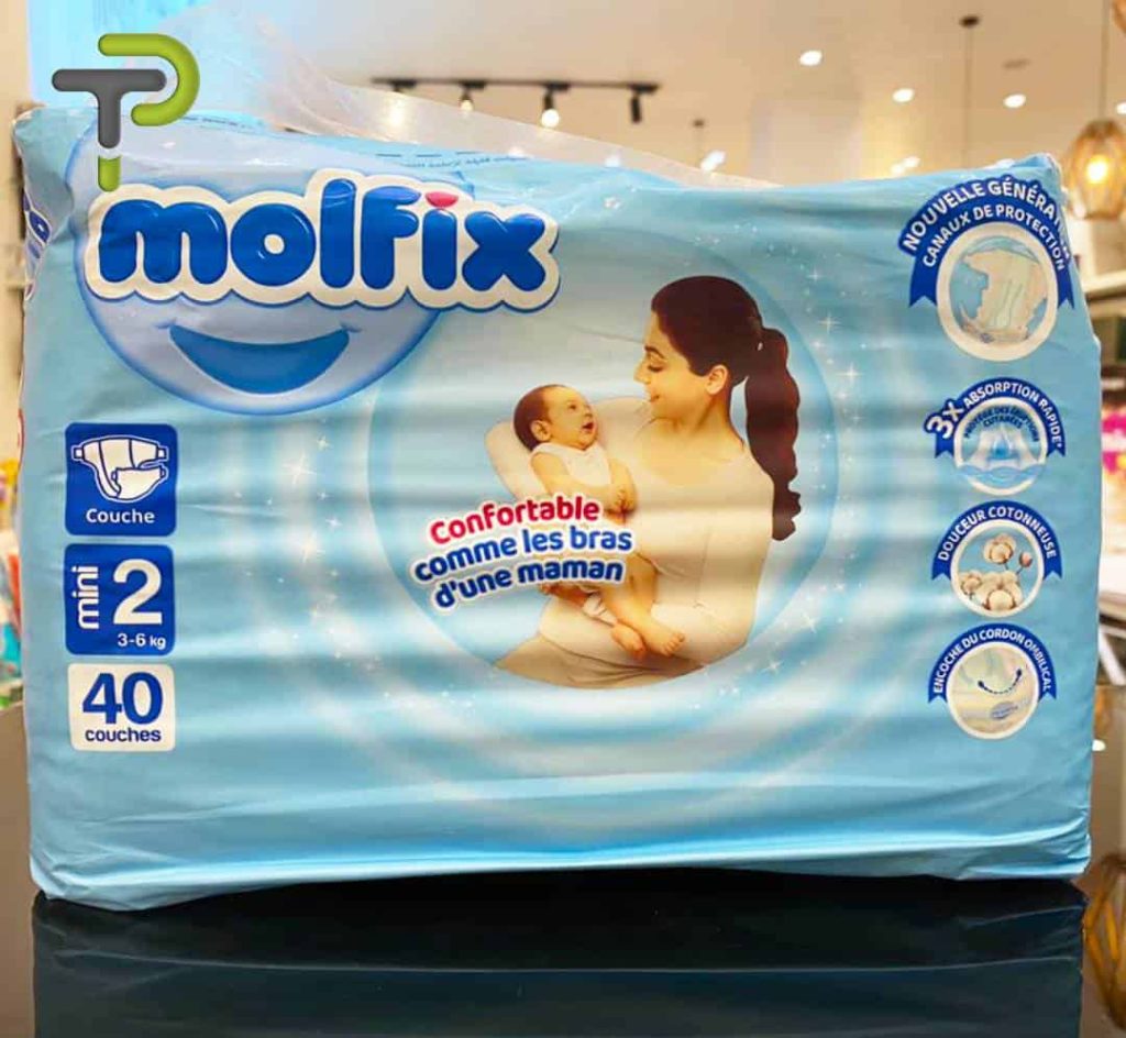 Couches Bébé Molfix - Taille Mini offrant confort et protection pour les bébés pesant entre 3 et 6 kg.