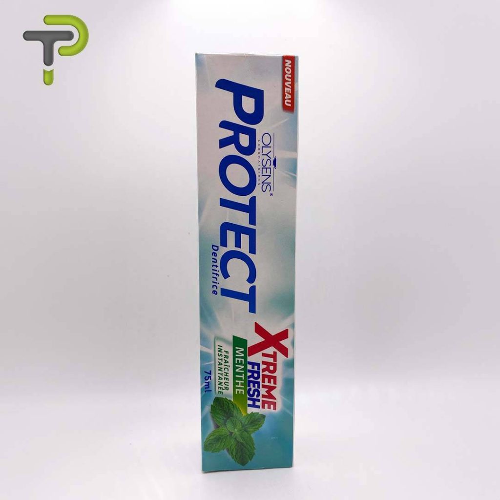 Dentifrice Protect par Olysens Laboratoires pour une fraîcheur instantanée à la menthe.